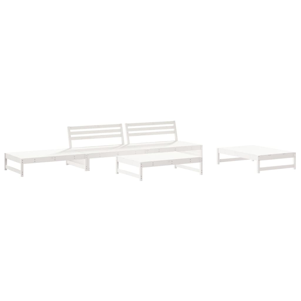 Set Divani da Giardino 6pz con Cuscini in Legno Massello Bianco