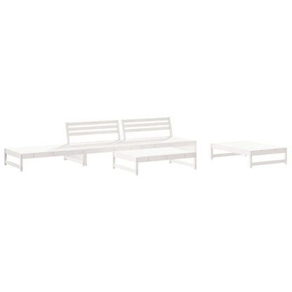 Set Divani da Giardino 6pz con Cuscini in Legno Massello Bianco
