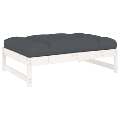 Set Divani da Giardino 6pz con Cuscini in Legno Massello Bianco