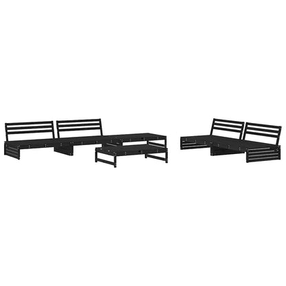 Set Divani da Giardino 6 pz con Cuscini in Legno Massello Nero