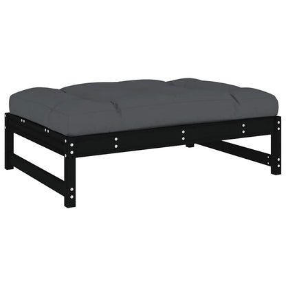 Set Divani da Giardino 6 pz con Cuscini in Legno Massello Nero