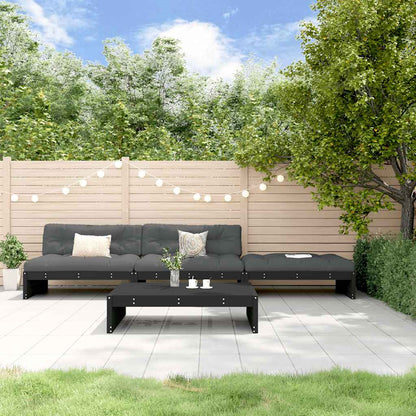 Set Divani da Giardino 4 pz con Cuscini in Legno Massello Nero