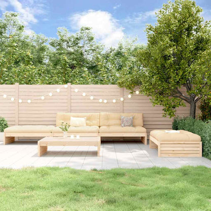 Set Divani da Giardino 5 pz con Cuscini in Legno Massello