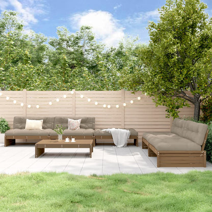 Set Divani da Giardino 6 pz con Cuscini in Legno Massello ambra