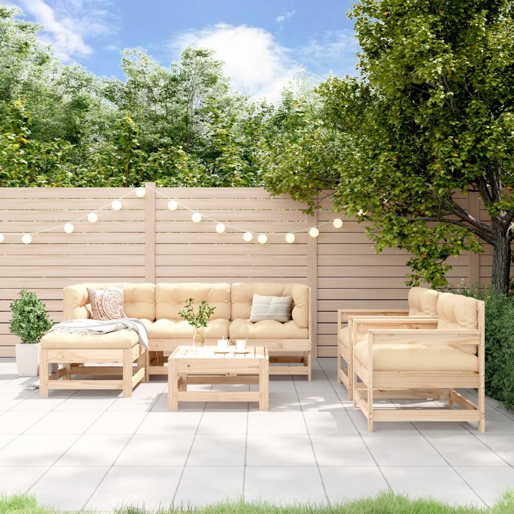 Set Salotto da Giardino 7 pz in Legno Massello di Pino