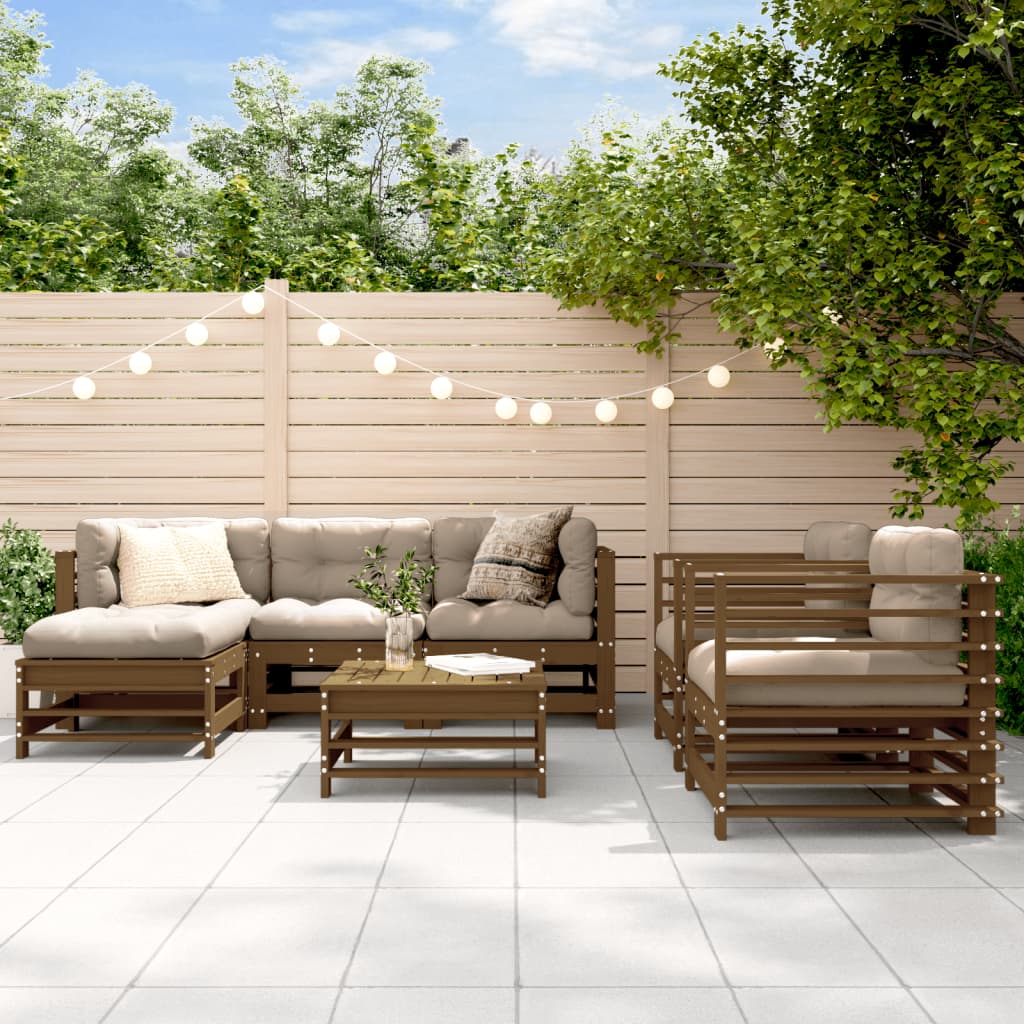Set Salotto da Giardino 7 pz ambra in Legno Massello di Pino