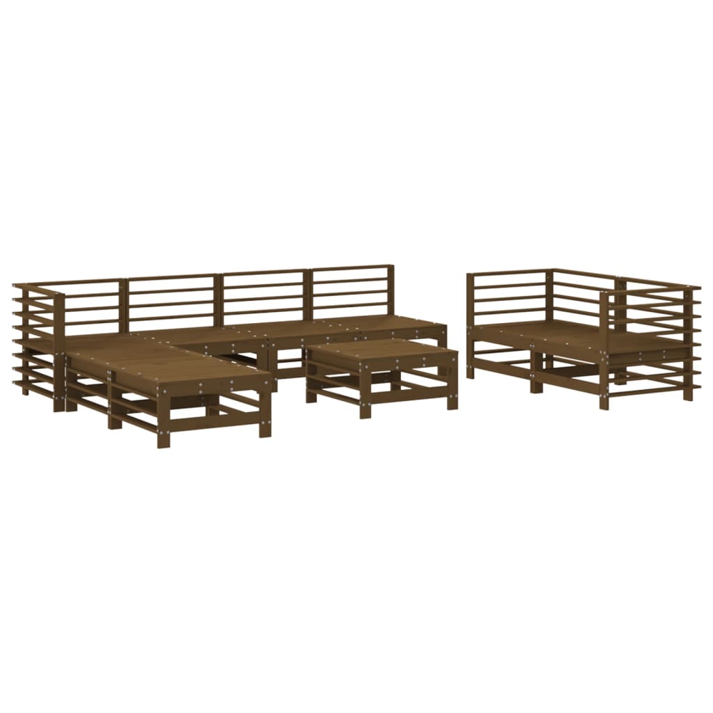Set Salotto da Giardino 9 pz ambra in Legno Massello di Pino