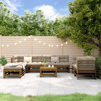 Set Salotto da Giardino 9 pz ambra in Legno Massello di Pino