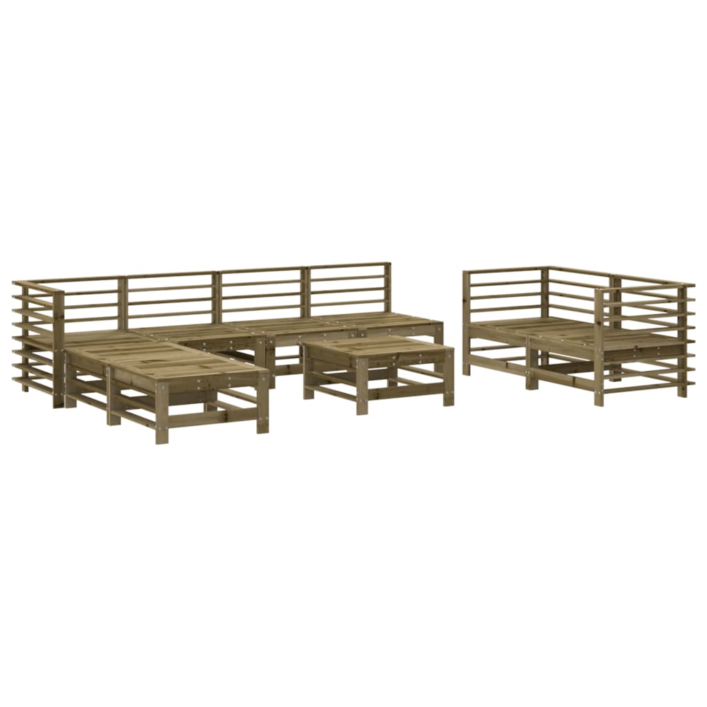 Set Salotto da Giardino 9 pz in Legno Impregnato di Pino