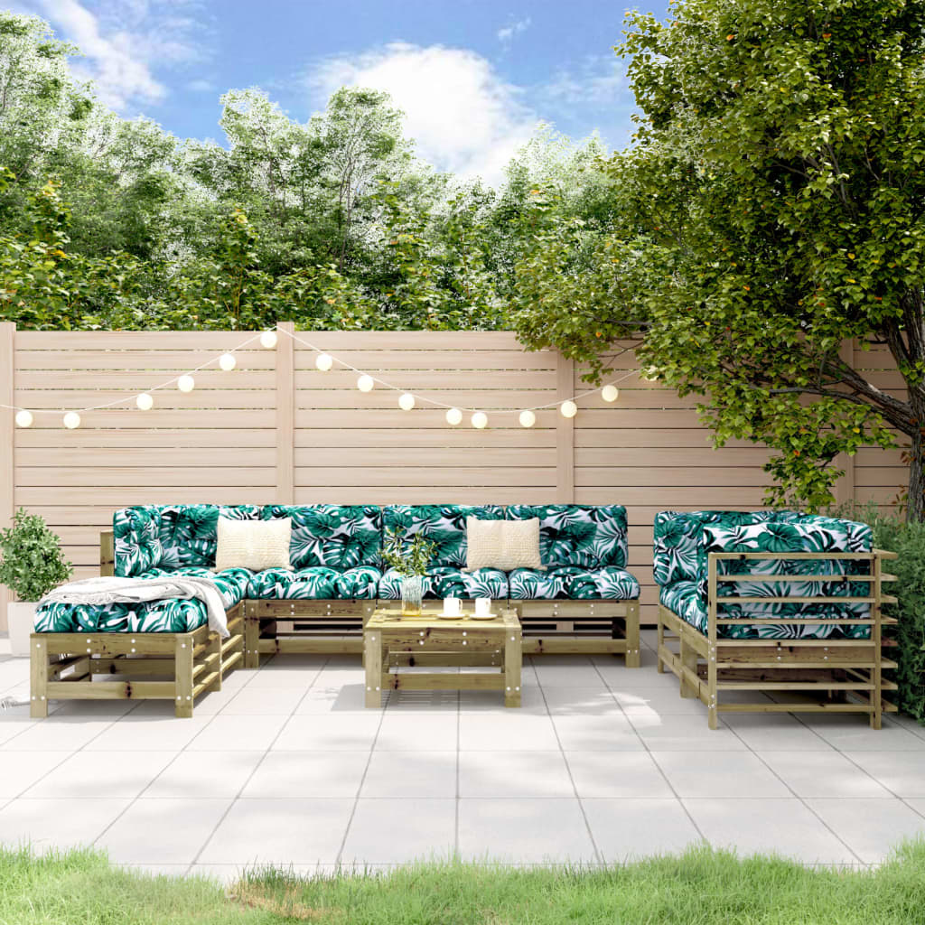 Set Salotto da Giardino 9 pz in Legno Impregnato di Pino