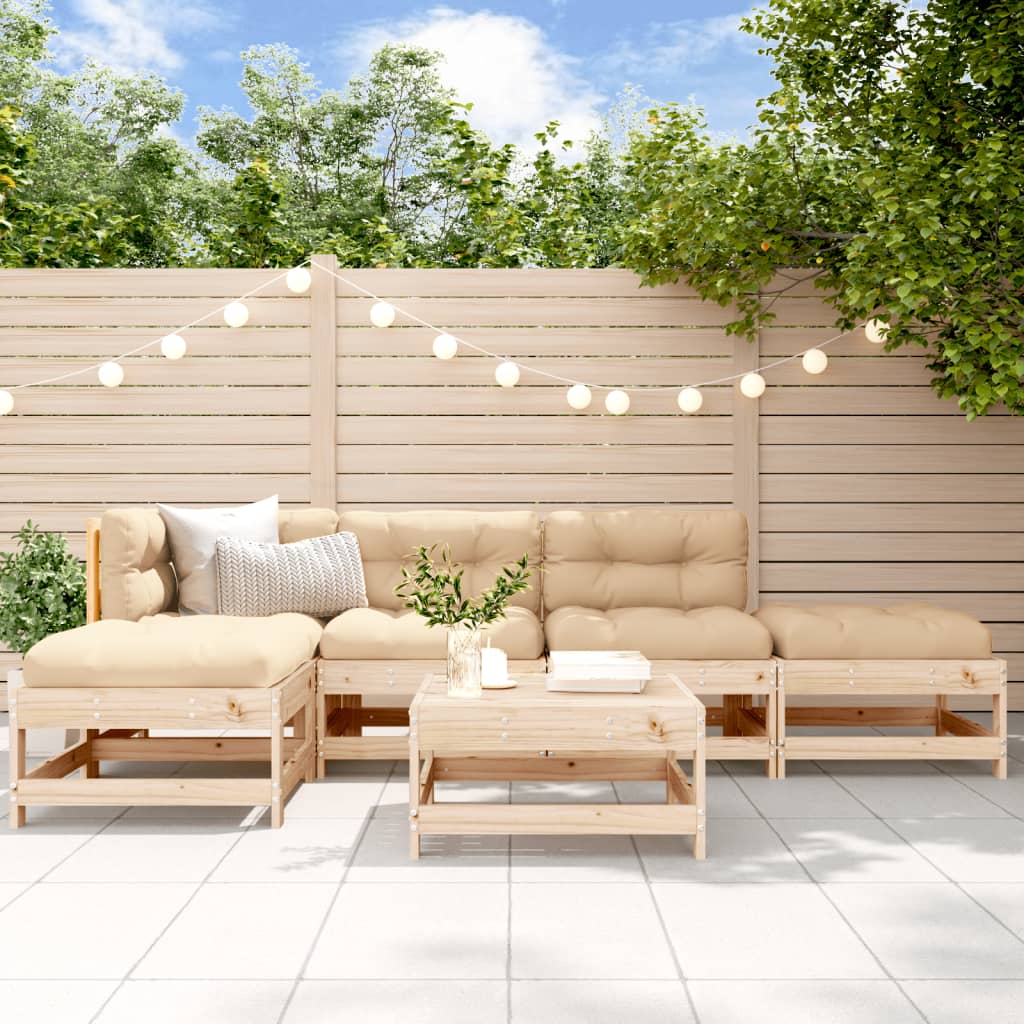 Set Salotto da Giardino 6 pz in Legno Massello di Pino