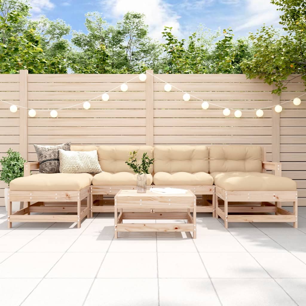 Set Salotto da Giardino 7 pz in Legno Massello di Pino