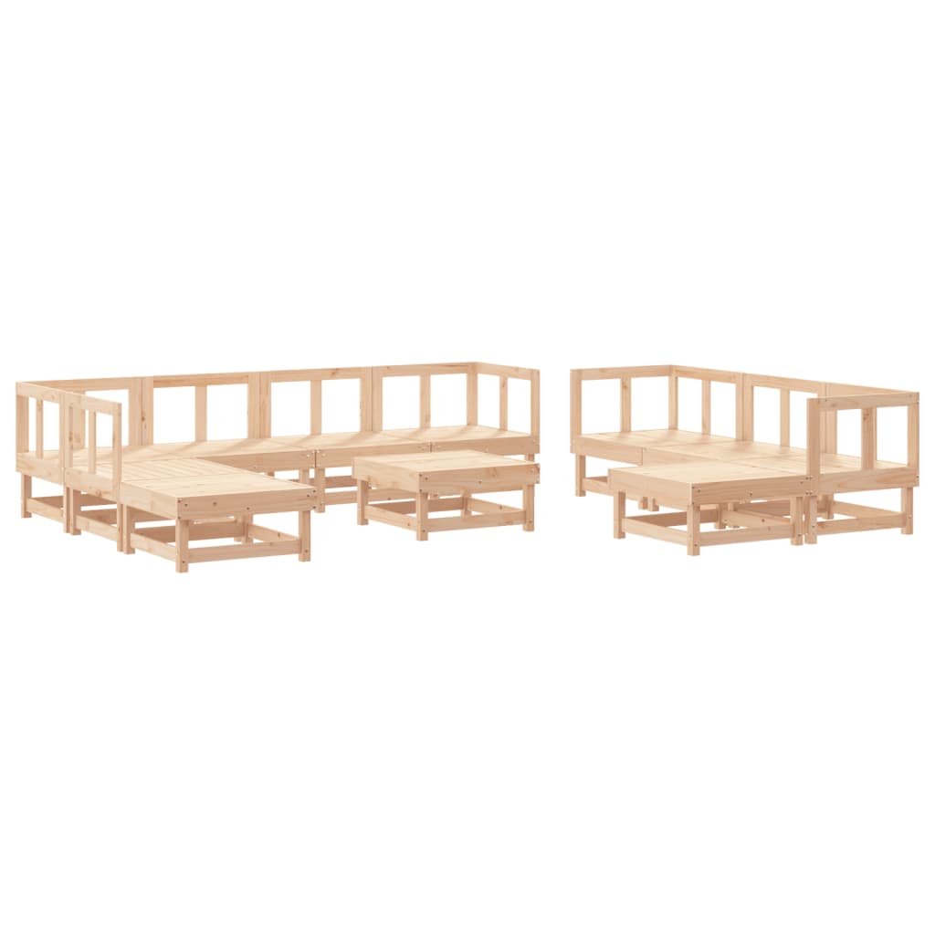 Set Salotto da Giardino 11 pz in Legno Massello di Pino