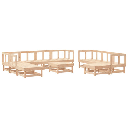 Set Salotto da Giardino 11 pz in Legno Massello di Pino