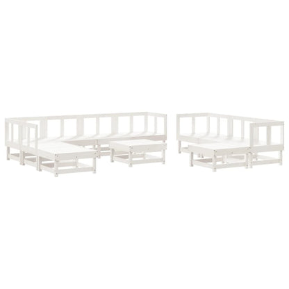 Set Salotto da Giardino 11 pz Bianco in Legno Massello di Pino