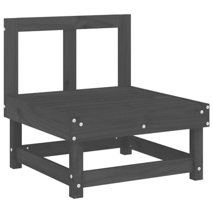 Set Salotto da Giardino 11 pz Grigio in Legno Massello di Pino