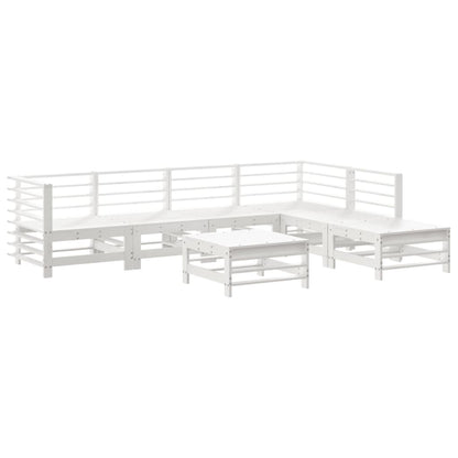 Set Salotto da Giardino 7 pz Bianco in Legno Massello di Pino