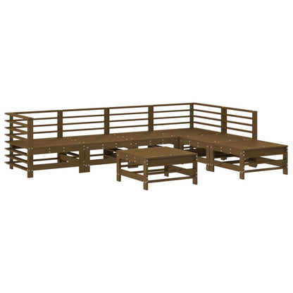 Set Salotto da Giardino 7 pz ambra in Legno Massello di Pino
