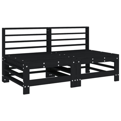 Set Salotto da Giardino 7 pz Nero in Legno Massello di Pino