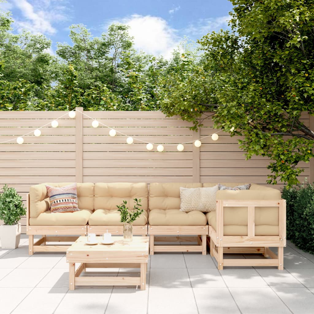Set Salotto da Giardino 6 pz in Legno Massello di Pino