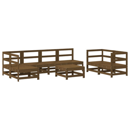 Set Salotto da Giardino 8pz in Legno Massello di Pino ambra