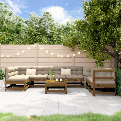 Set Salotto da Giardino 8pz in Legno Massello di Pino ambra