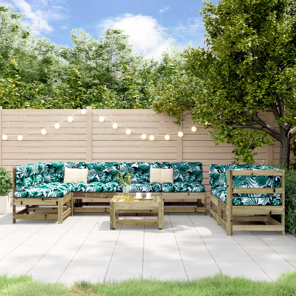 Set Salotto da Giardino 8 pz in Legno Impregnato di Pino