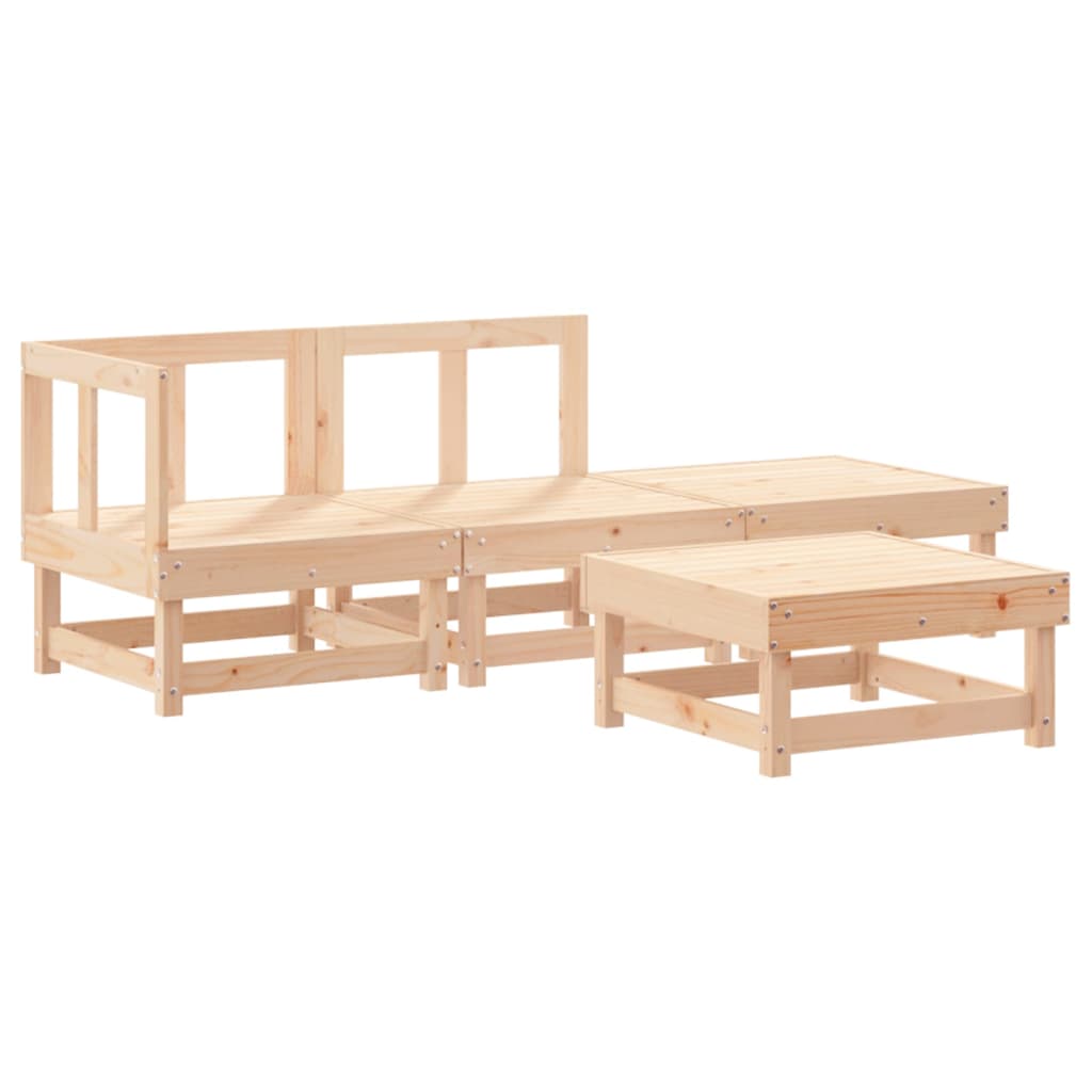 Set Salotto da Giardino 4 pz in Legno Massello di Pino