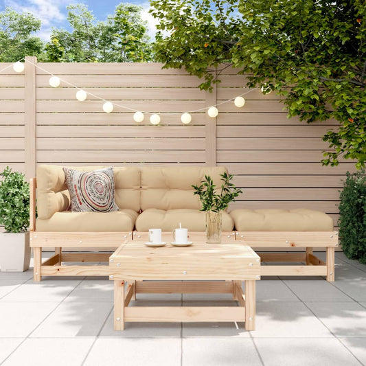 Set Salotto da Giardino 4 pz in Legno Massello di Pino