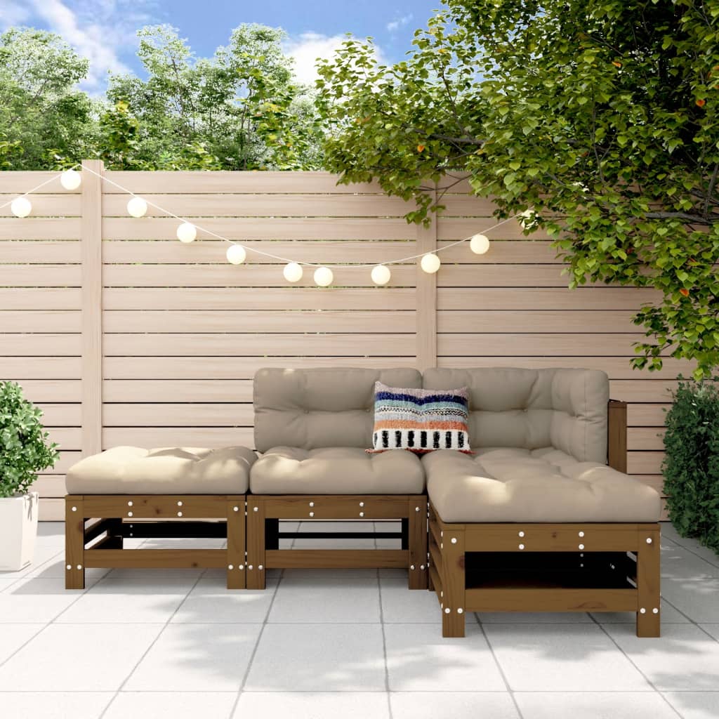 Set Salotto da Giardino 4 pz ambra in Legno Massello di Pino