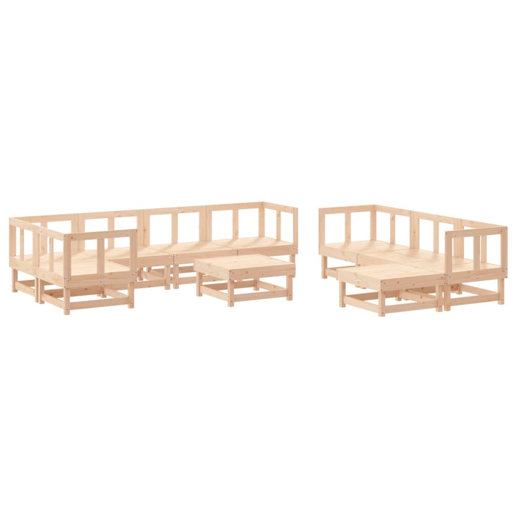 Set Salotto da Giardino 10 pz in Legno Massello di Pino