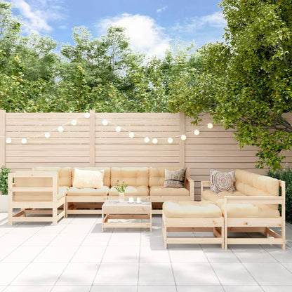 Set Salotto da Giardino 10 pz in Legno Massello di Pino