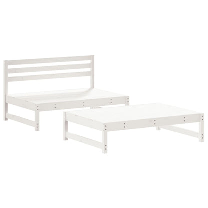 Set Salotto da Giardino 2 pz Bianco in Legno Massello di Pino