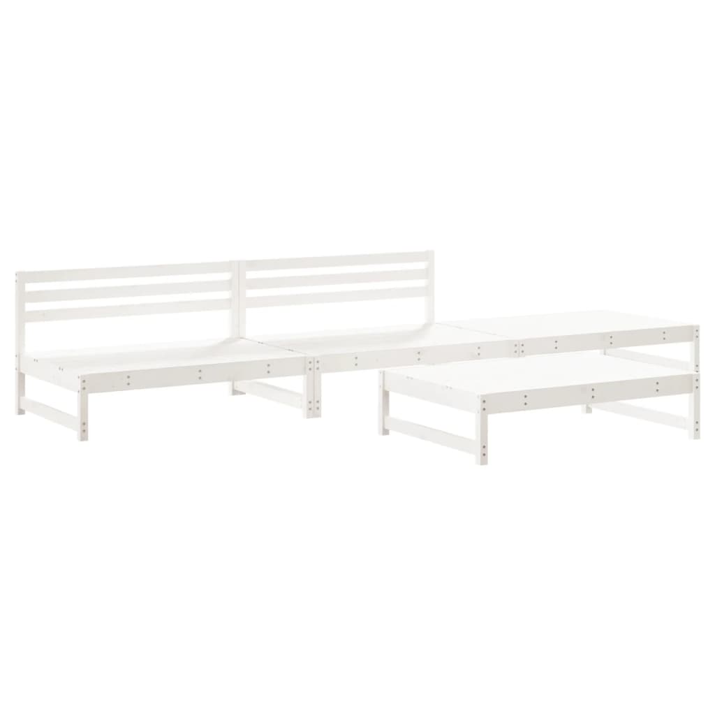 Set Salotto da Giardino 4 pz Bianco in Legno Massello di Pino