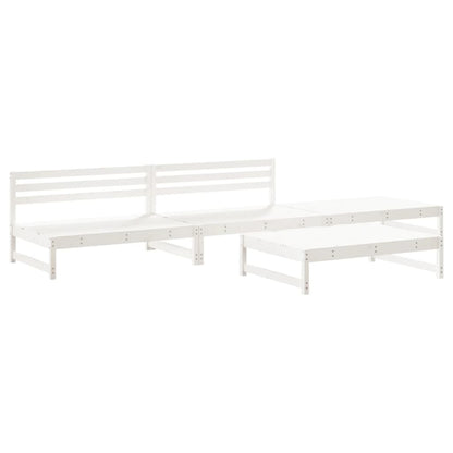 Set Salotto da Giardino 4 pz Bianco in Legno Massello di Pino