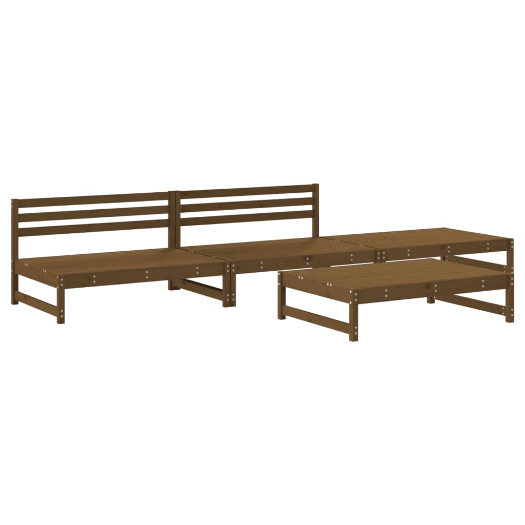 Set Salotto da Giardino 4 pz ambra in Legno Massello di Pino