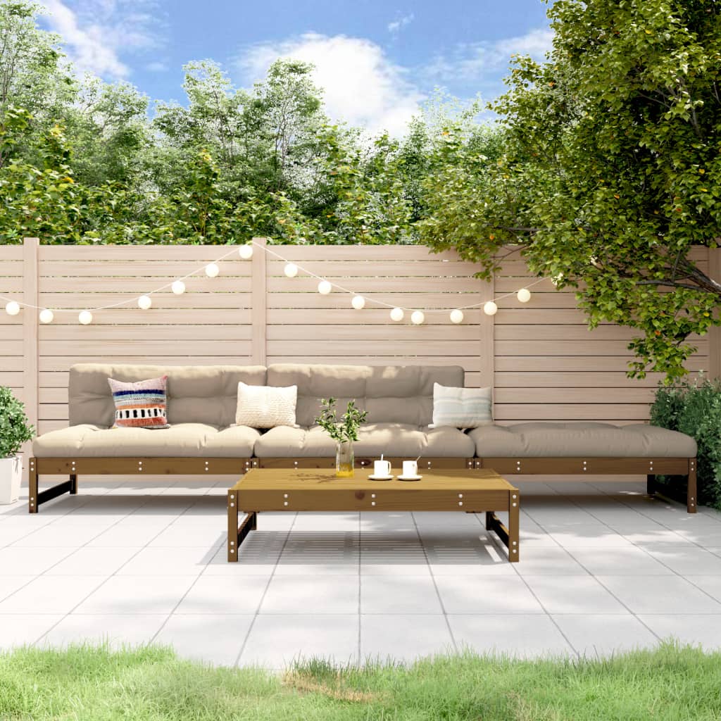 Set Salotto da Giardino 4 pz ambra in Legno Massello di Pino