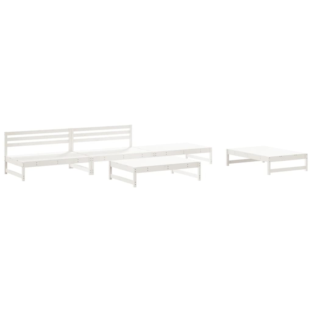Set Salotto da Giardino 5 pz Bianco in Legno Massello di Pino