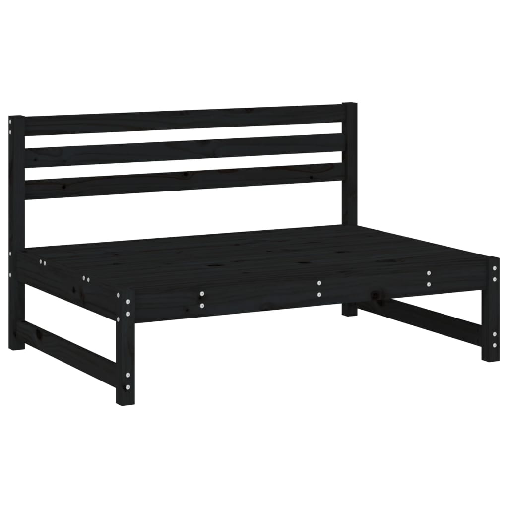 Set Salotto da Giardino 5 pz Nero in Legno Massello di Pino