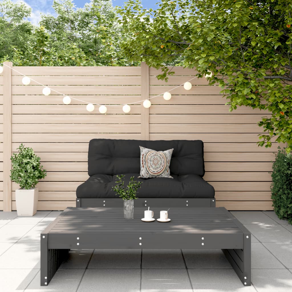 Set Salotto da Giardino 2 pz Grigio in Legno Massello di Pino