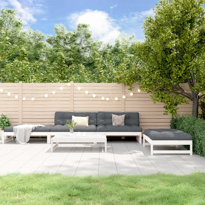 Set Salotto da Giardino 5 pz Bianco in Legno Massello di Pino