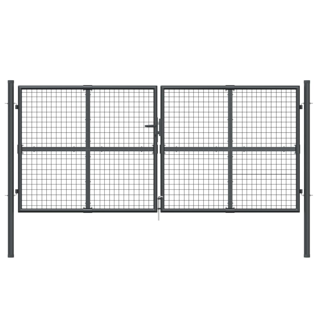 Cancello da Giardino Rete Antracite 300x175 cm Acciaio Zincato
