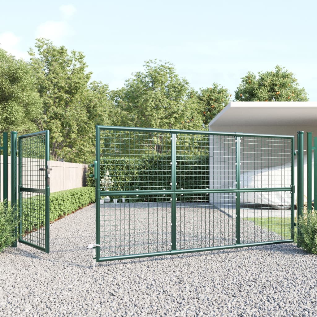 Cancello da Giardino in Rete Verde 350x175 cm Acciaio Zincato