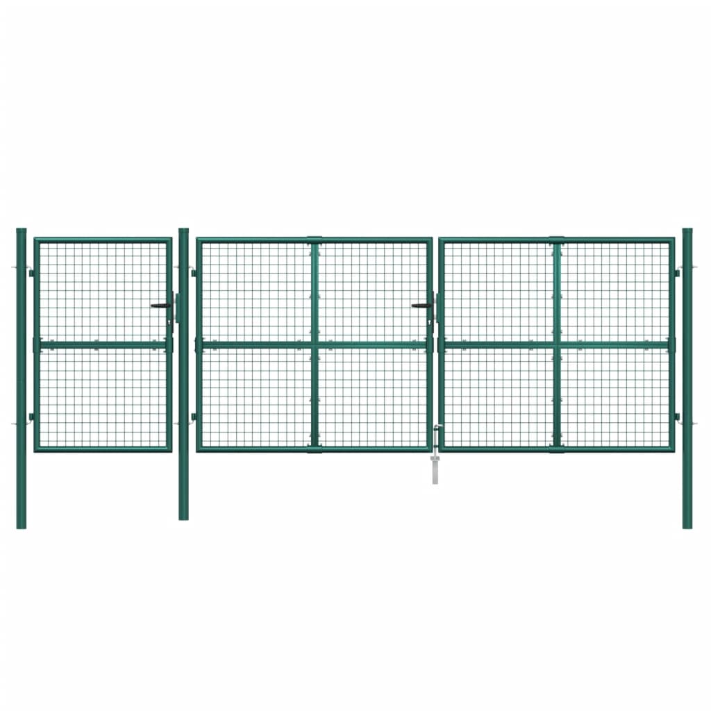 Cancello da Giardino in Rete Verde 400x175 cm Acciaio Zincato