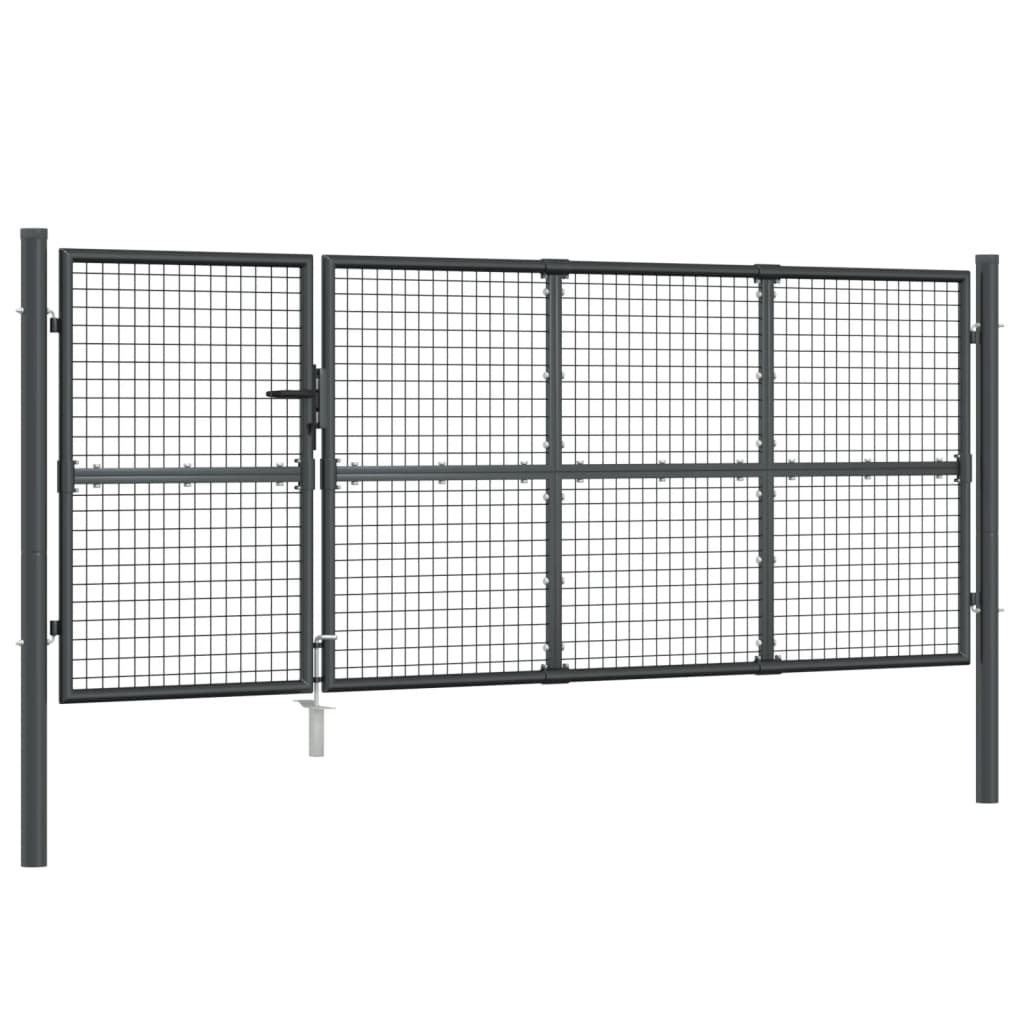 Cancello da Giardino Rete Antracite 350x175 cm Acciaio Zincato