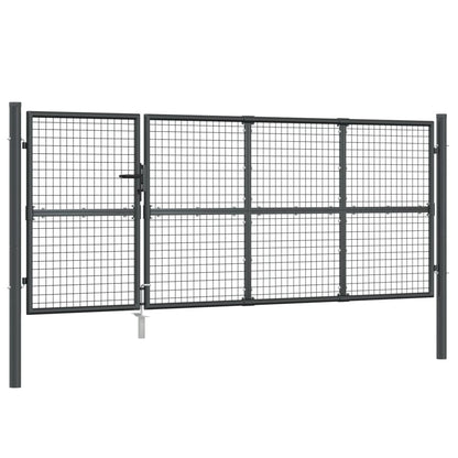 Cancello da Giardino Rete Antracite 350x175 cm Acciaio Zincato