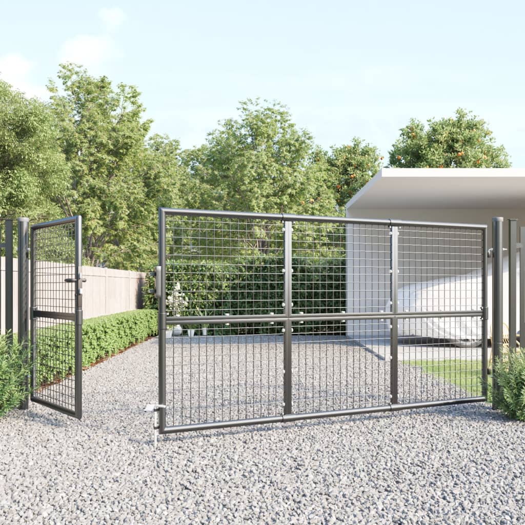 Cancello da Giardino Rete Antracite 350x175 cm Acciaio Zincato