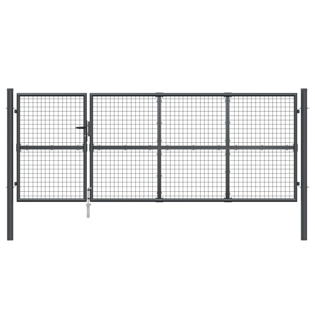 Cancello da Giardino Rete Antracite 350x175 cm Acciaio Zincato