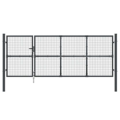 Cancello da Giardino Rete Antracite 350x175 cm Acciaio Zincato