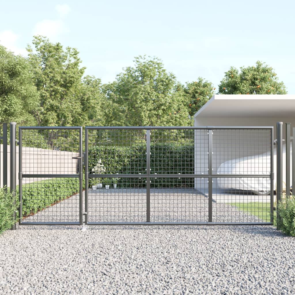 Cancello da Giardino Rete Antracite 350x175 cm Acciaio Zincato